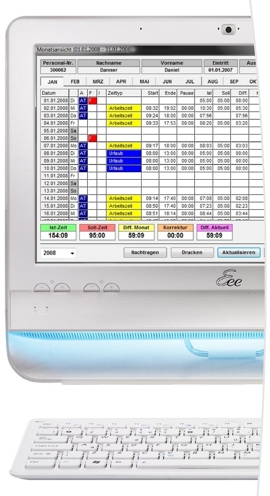 TIMEREC - Software zur Zeiterfassung, Urlaubsplanung und Projektverwaltung - Monatsansicht